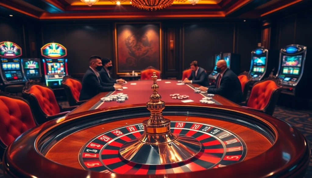 Engaging casino players at a luxurious poker table themed around 11UU with roulette and chips.