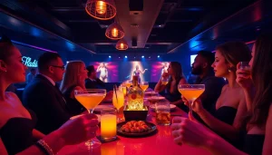 Dinner sxm at Club Noir features elegant patrons enjoying body sushi and cocktails in a vibrant nightlife setting.