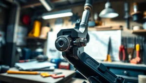 Forced reset trigger mechanism in a detailed workshop setting.