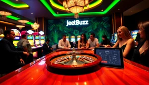 Experience the thrill of betting with Jeet Buzz at a luxurious casino scene.