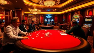 Poker players strategizing at a Texas Hold'em table, showcasing 789f's exciting gambling atmosphere.