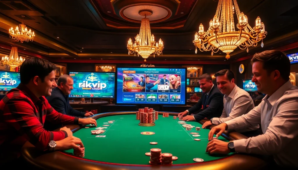 Experience thrilling gameplay at rikvip with vibrant poker tables and exciting gaming elements.
