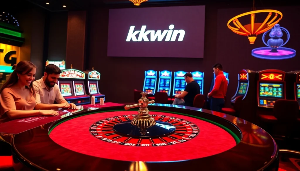 Experience high-stakes gaming at kkwin casino with exciting roulette and vibrant slot machines.