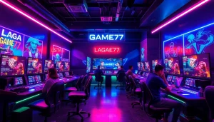 LAGAGAME77 vibrant gaming scene with players engaged in an exciting gaming environment.