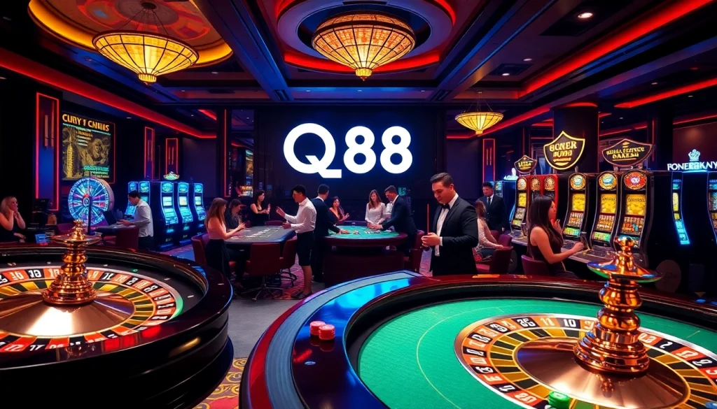 Experience thrilling gameplay at QQ88's premier casino tables with vibrant action.