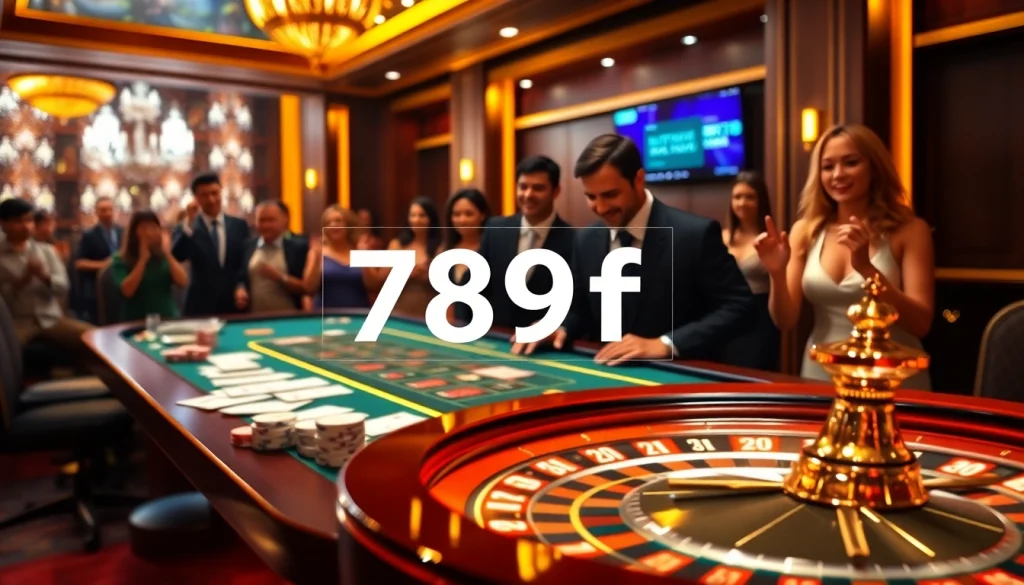 Exciting gaming action at 789f's casino with vibrant tables and thrilled players.