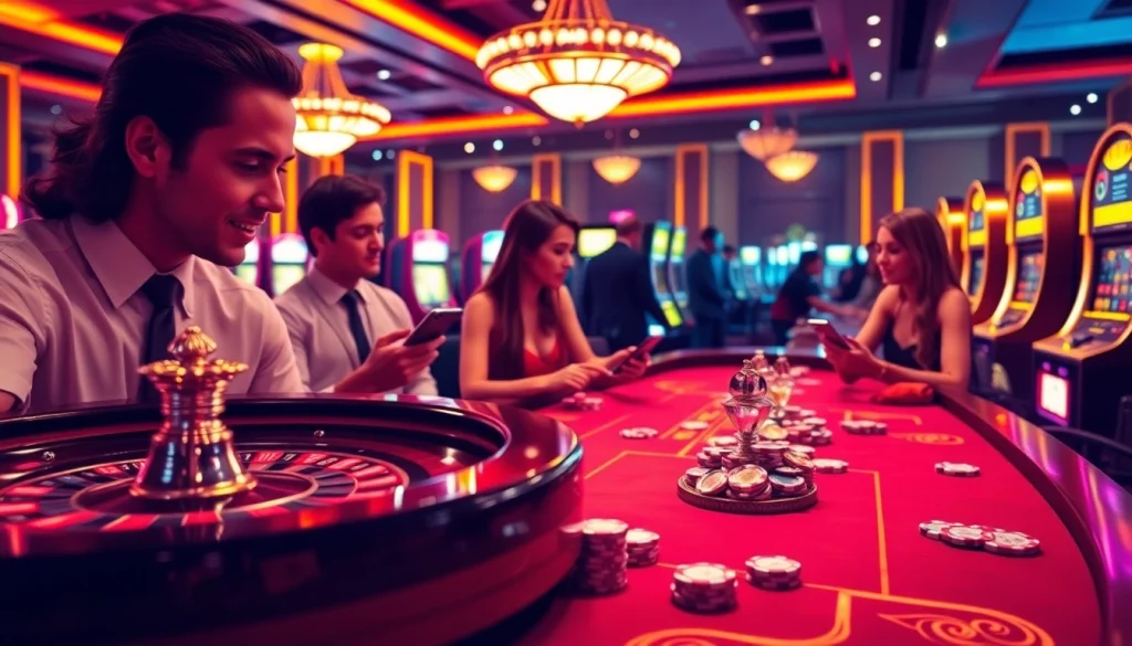 Engaging in thrilling Onicplay online slots and casino games in a vibrant environment.