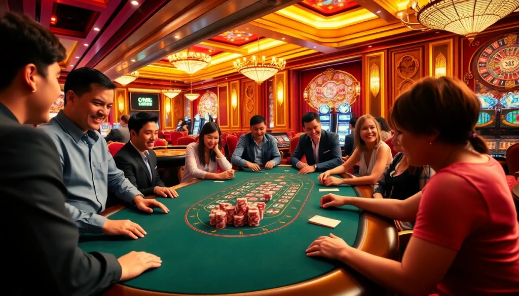 Experience the thrill of gaming with CM88 at an opulent casino table.