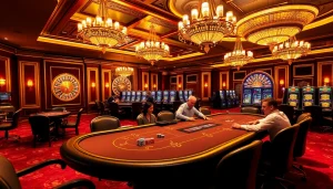 Players intensely strategizing during a k9k9 game at a luxurious casino table.