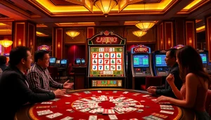 Experience engaging gameplay with Mahjong slot demo at a vibrant casino, featuring players enjoying their gaming adventure.