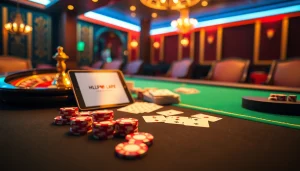 Experience lavish gambling action at https://www.jl55.app/ with cards, chips, and a roulette wheel.