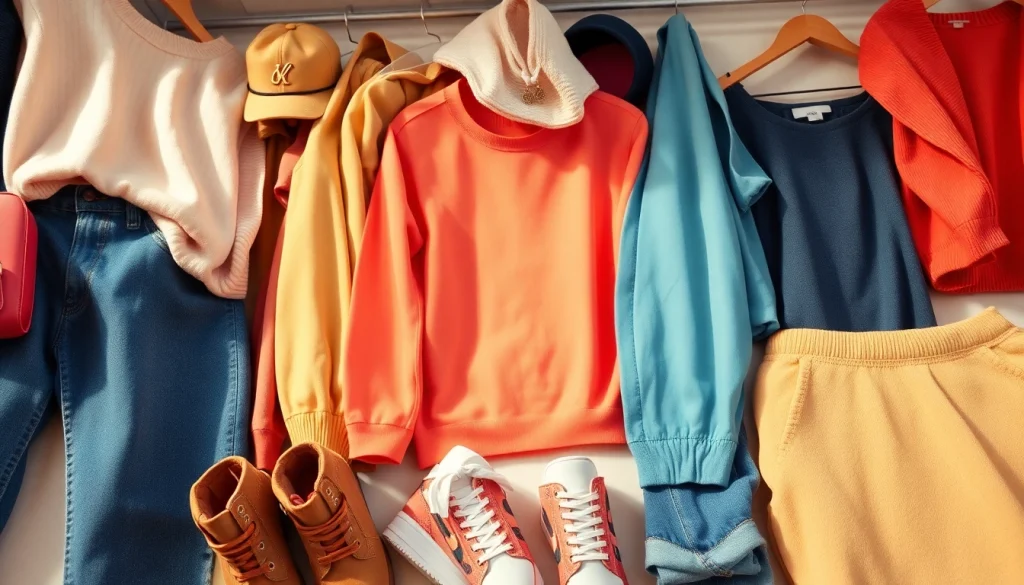 Trendsetting clothing collection featuring the color BOTOL169 in a modern setting.