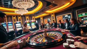 Experience the thrill of luxury gambling with s88 poker chips and a roulette wheel spinning.