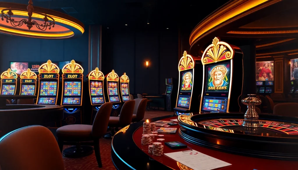 Terlibat dalam permainan seru pada mesin Slot Zeus di lingkungan kasino yang mewah.