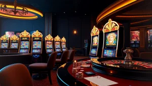 Terlibat dalam permainan seru pada mesin Slot Zeus di lingkungan kasino yang mewah.