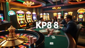 Betting action at KP 88 casino with roulette and poker tables in a luxurious setting.