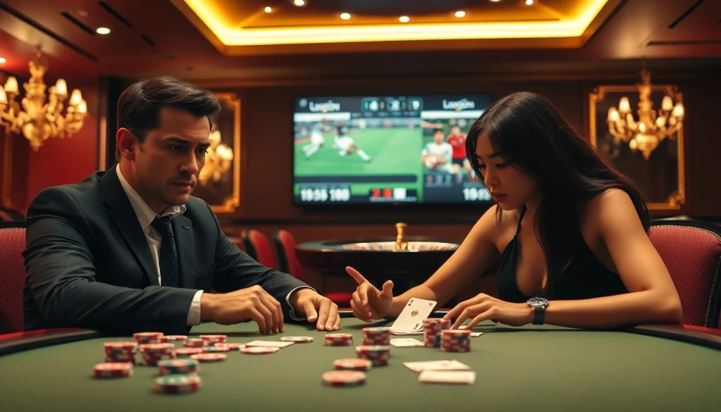 Experience thrilling online gambling and football streaming on luongsontv with vibrant casino visuals.
