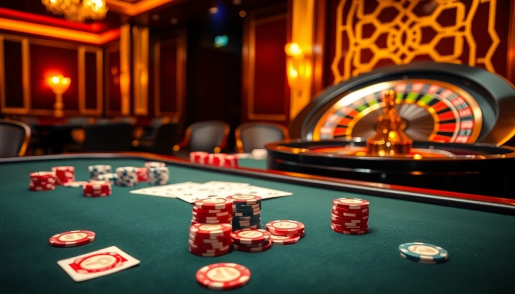 Engaging poker scene illustrating hidden wiki dark web themes with vibrant décor and excitement.