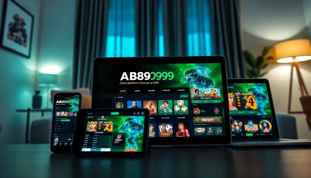 The ABC999 online betting platform displayed on multiple devices, emphasizing its user-friendly interface and engaging games.