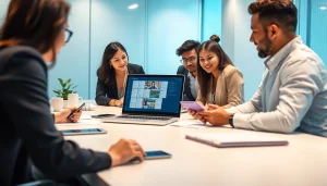 在现代办公环境中展示 WPS Office 工具的协作工作区。