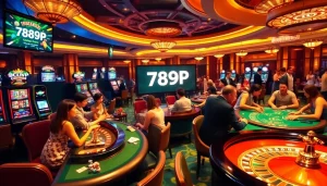 Players revel in the excitement at 789P casino tables featuring roulette and poker.