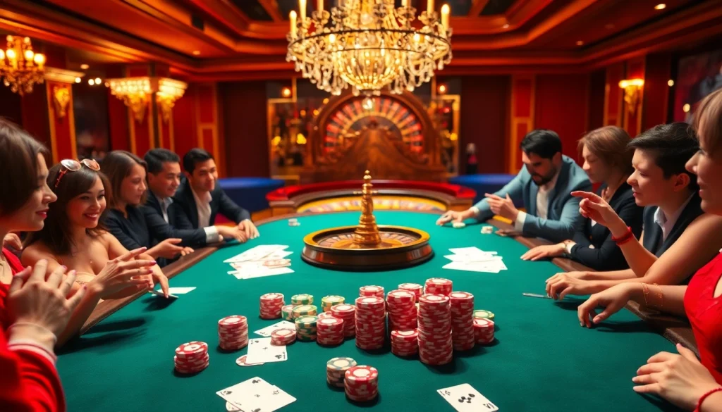 Experience the thrill of excitement with a vibrant casino scene featuring poker and roulette at https://www.6rwin5.com/.