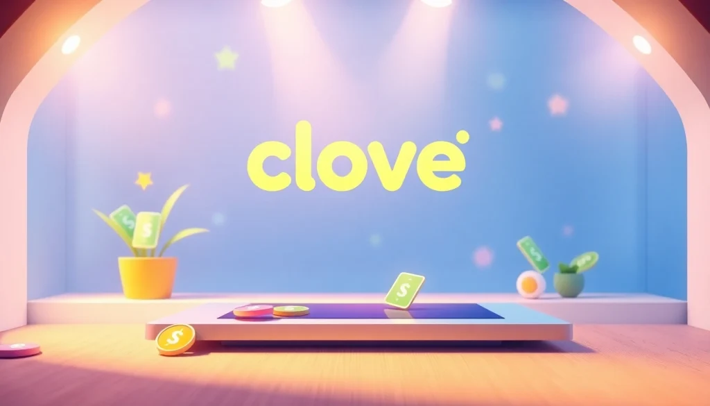 鮮やかなデジタルカードとソーシャル共有アイコンを添えたcloveオリパ招待コードのプロモーション画像。参加を促すデザイン。