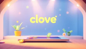 鮮やかなデジタルカードとソーシャル共有アイコンを添えたcloveオリパ招待コードのプロモーション画像。参加を促すデザイン。