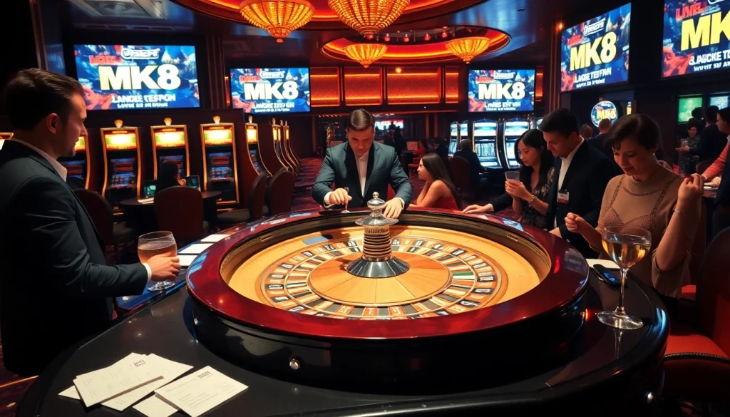 Engaging in high-stakes betting at the MK8 casino with vibrant roulette and exciting slot games.