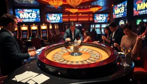 Engaging in high-stakes betting at the MK8 casino with vibrant roulette and exciting slot games.