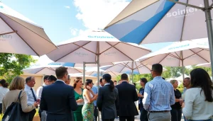 Personalizuoti skečiai su logotipu pagerina tinklavimo renginius, demonstruodami stilingus dizainus.