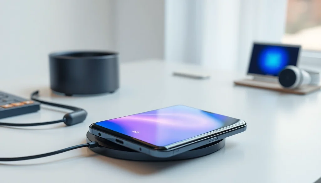 Samsung Galaxy S8 with vibrant display on a modern desk setup showcasing innovative smartphone design.