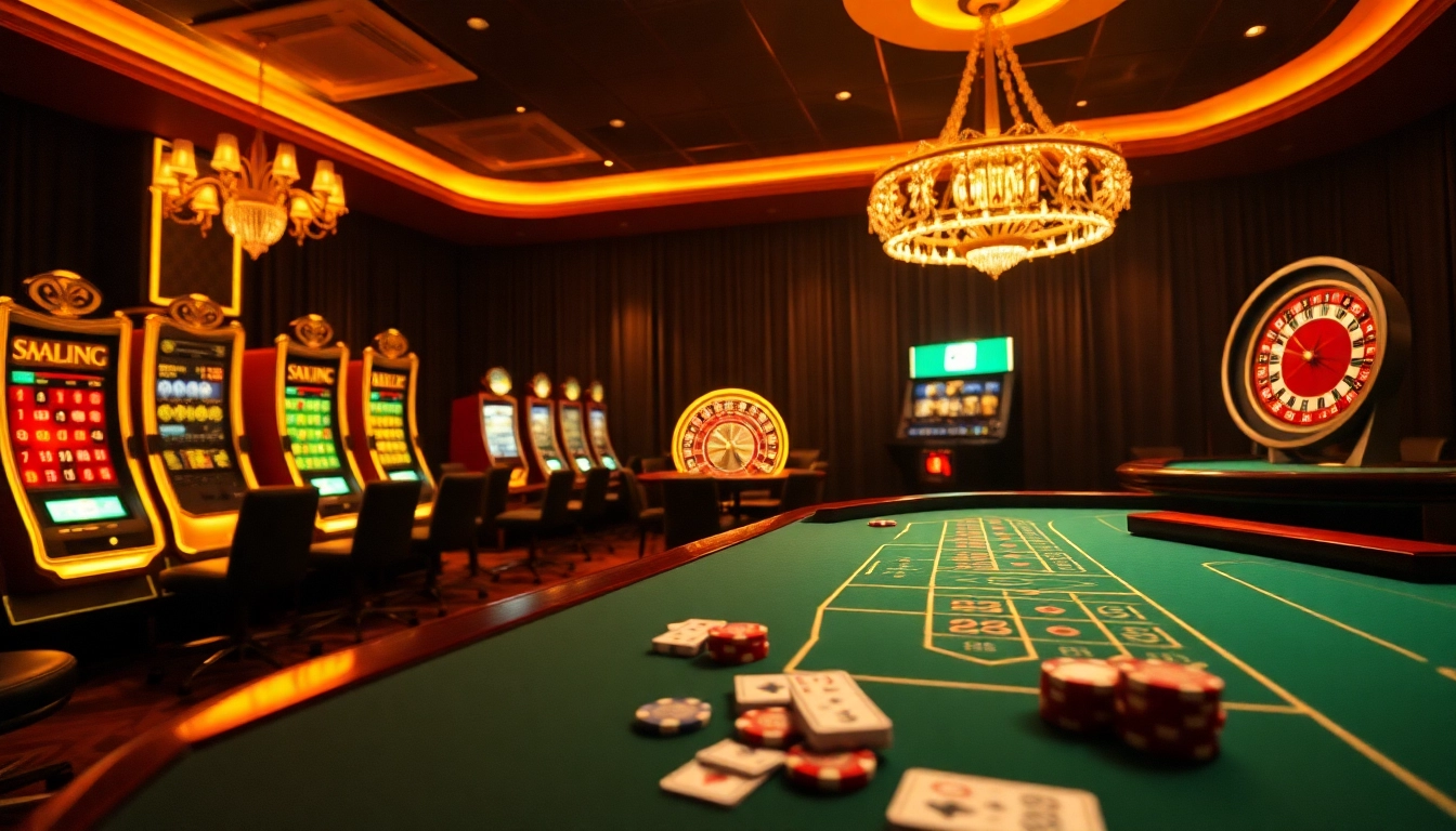 Jeux de table captivants et machines à sous dans un cadre élégant pour les passionnés de casino en ligne.